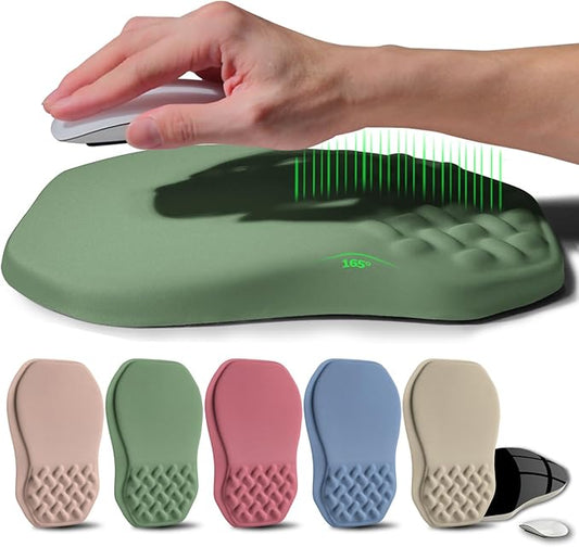 Ergonomic Raised Mouse Pad Wrist Support with Bilateral Slope Memory Foam Mousepad for Wrist Rest and Carpal Tunnel Pain Relief 11.8x7.9〃 Green