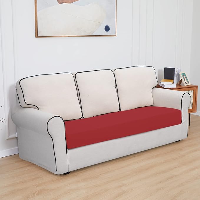 Easy-Going 100% Waterproof Sofa Seat Cushion Slipcovers Couch Cushion Cover Stretch Furniture Protector for Kids, Pets (Sofa Cushion, Christmas Red)