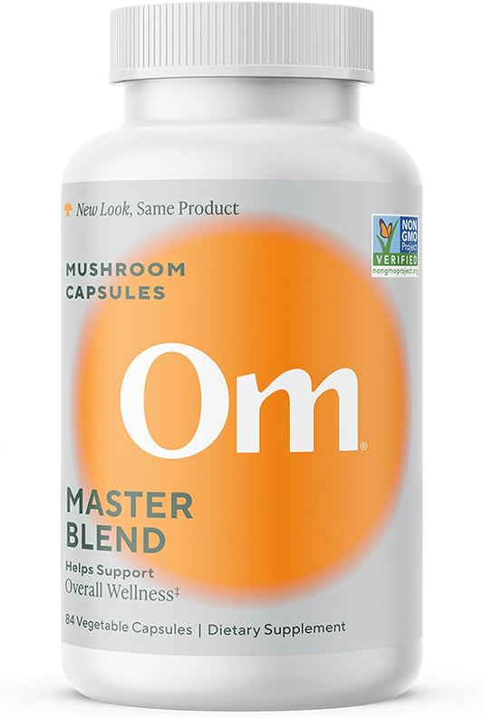 Om Master Blend Mushroom Capsules - Organic Mushroom Supplement with 10 Mushrooms and Ashwagandha – Support Immunity, Gut Health & Stress Relief, 84 Count (28 Servings)