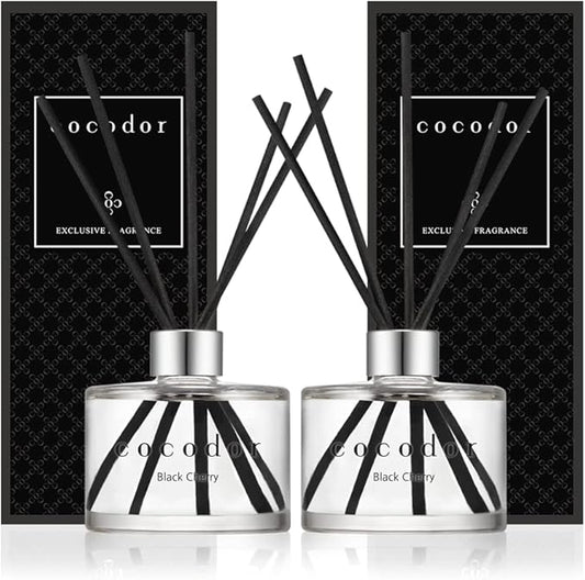 COCODOR Signature Reed Diffuser - Black Cherry / 6.7oz (200ml) / 2 Pack - Home & Office Decor, Fragrance Gifts