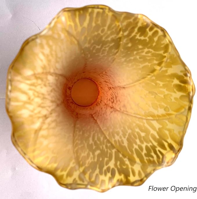 Bieye LS25 Lily Flower Blown Glass Lampshade (Orange Yellow, Opening I.D. 1.26" x O.D. 1.5")
