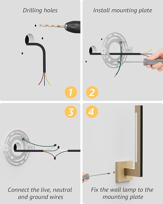 Modern Wall Sconces Set of 2, Gold Aluminum Wall Lights with Dimmable and Remote Control, 3000K and RGB Hardwired Wall lamp for Living Room, Bedroom, Bathroom, Hallway, 16 Inch