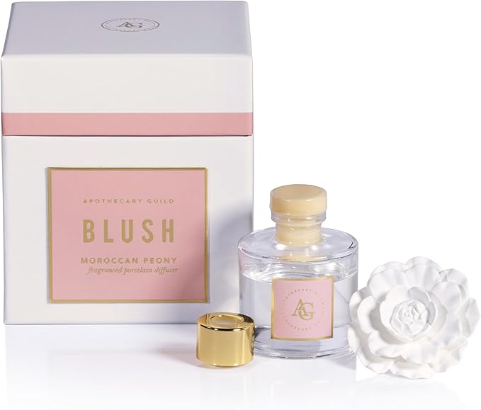 Zodax Blush Porcelain Oil Diffuser, 1.69 oz - Moroccan Peony