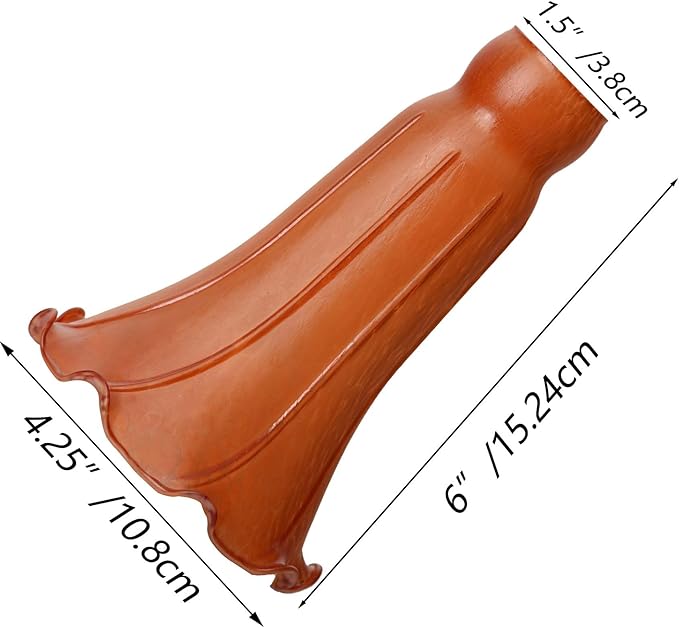 Bieye LS92 Lily Flower Blown Glass Lampshade (Orange, Opening I.D. 1.26" x O.D. 1.5")