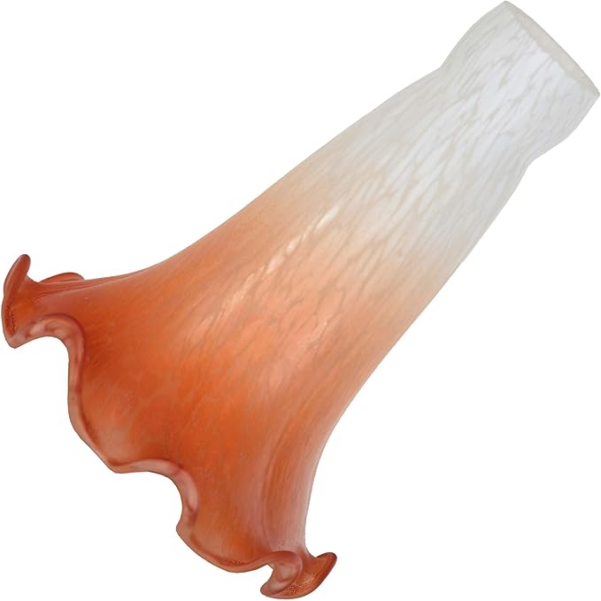 Bieye LS91S Lily Flower Blown Glass Lampshade (White Orange, Opening I.D. 0.87" x O.D. 1")