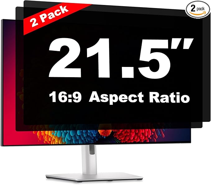 21.5 Inch Computer Privacy Screen Shield [2 Pack] for 16:9 Widescreen Desktop Monitor - Anti-Glare Blue Light Privacy Filter and Anti Spy Privacy Screen Protector Film