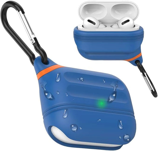 AirPods Pro Case, Waterproof Silicone Cover for AirPods Pro 2 Case | Waterproof Protection | Portable | for USB-C/Wireless | Anti-Lost | One Piece | Blue
