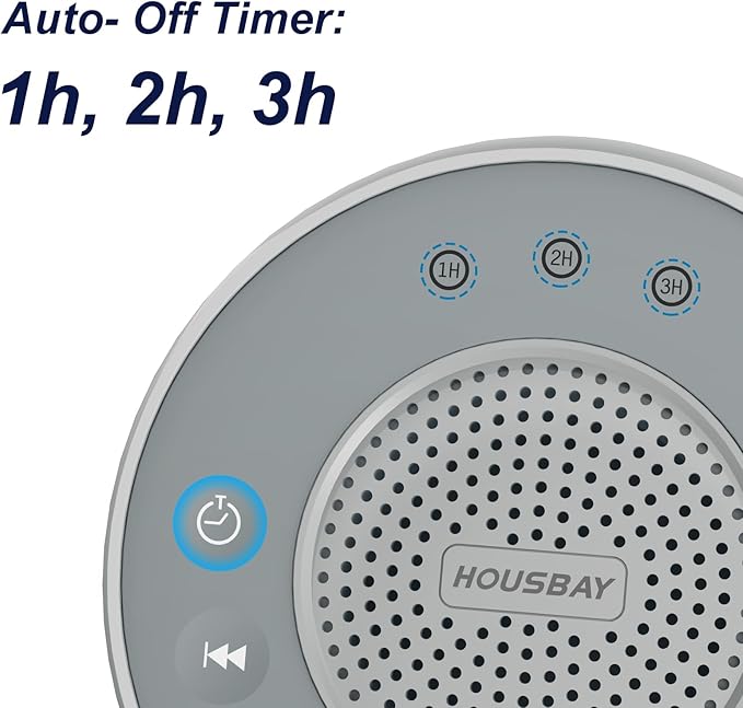 Housbay Glows White Noise Sound Machine, 31 Soothing Sounds, 5W Loud Stereo Sound, Sleep Timer, Small Travel Sleep Machine & Noise Canceling for Sleeping, Relaxation-Gray