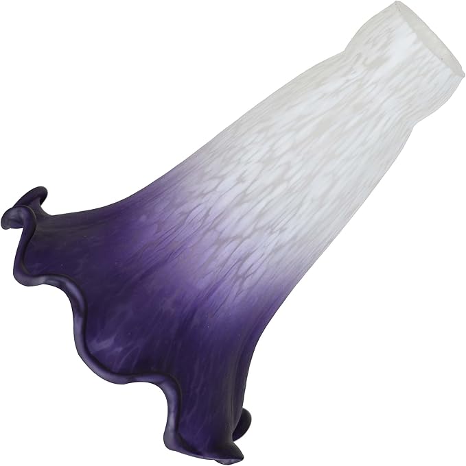 Bieye LS102S Lily Flower Blown Glass Lampshade (White Indigo, Opening I.D. 0.87" x O.D. 1")