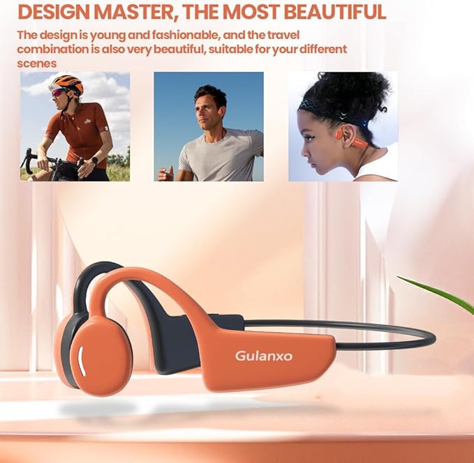 Open Ear Headphones, Open Wireless Earphones, 15HBluetooth Playback 5.3 Sports Earphones, Built-in Microphone, Suitable for Sports Running,Exercise (Black&Orange)