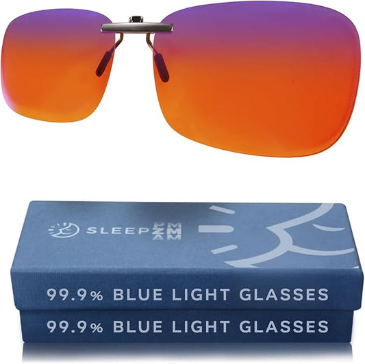 Clip On Blue Light Glasses for Computer, TV, Gaming Improve Sleep by Naturally Producing Melatonin for Women + Men