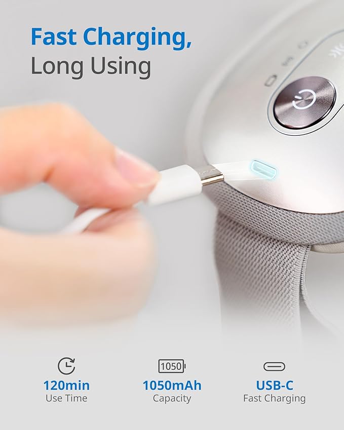 Ultra Light Eye Massager with 2 Level Heat, 120 Mins Uses, 3 Air Compression & Massage Modes, Heated Eye Mask with Bluetooth Music for Migraine Relief, Strain and Dry Eyes, Relaxation for Women Men