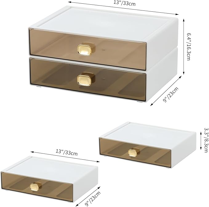 Spacious Desktop Storage Box, 1 Large Storage Drawer, Stackable Office Desk Drawer Organizer and Accessories, Printer Paper Organizer, White Plastic Drawers for Workspace & Home