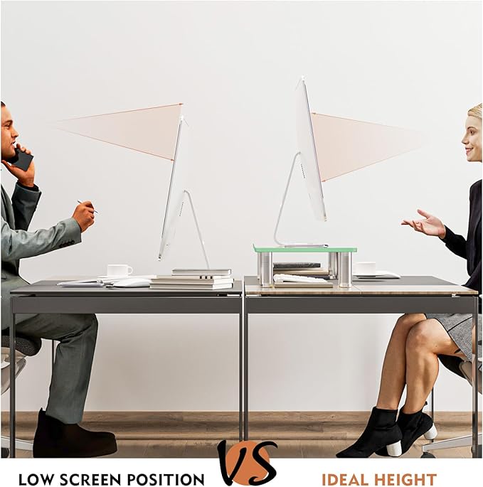 Hemudu Clear Computer Monitor Riser with Height Adjustable Multi Media Desktop Stand for Flat Screen LCD LED TV, Laptop/Notebook/Xbox One,HD01T-001