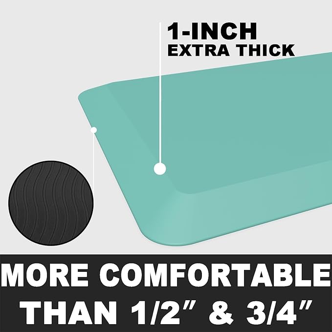1" Extra Thick Anti Fatigue Floor Mat 30" L x 20" W,Kitchen Mat, Standing Desk Mat,140D Advanced PU Foam Ergonomic Comfort at Home, Office, Garage, Sink (Teal)