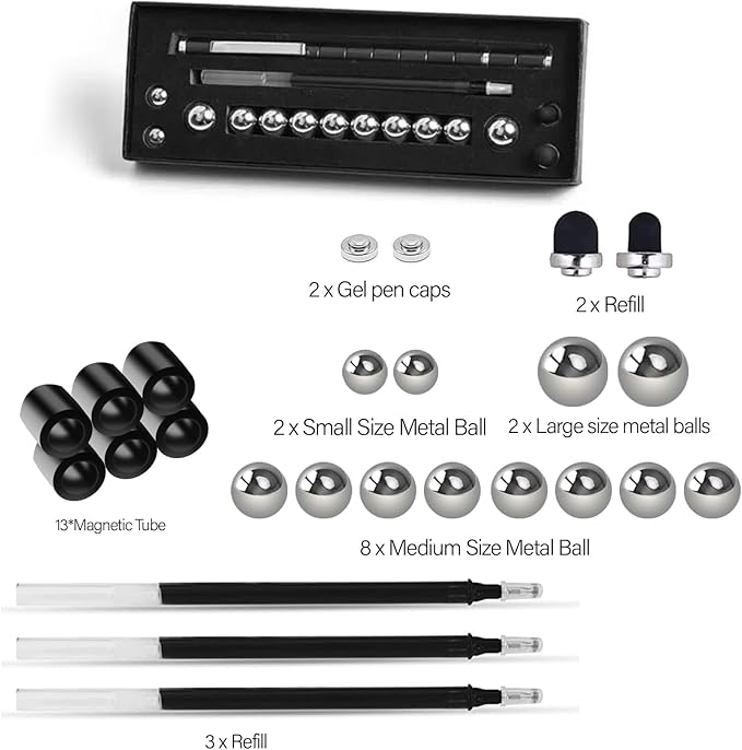 Black Fidget Pen, Magnetic Pen Fidget Cool Gadgets, Decompression Magnet Pens Adult Toys, Novelty Toy Can Write, Gifts for Family Friends Teens Boys Girls,Great for Stress Relief