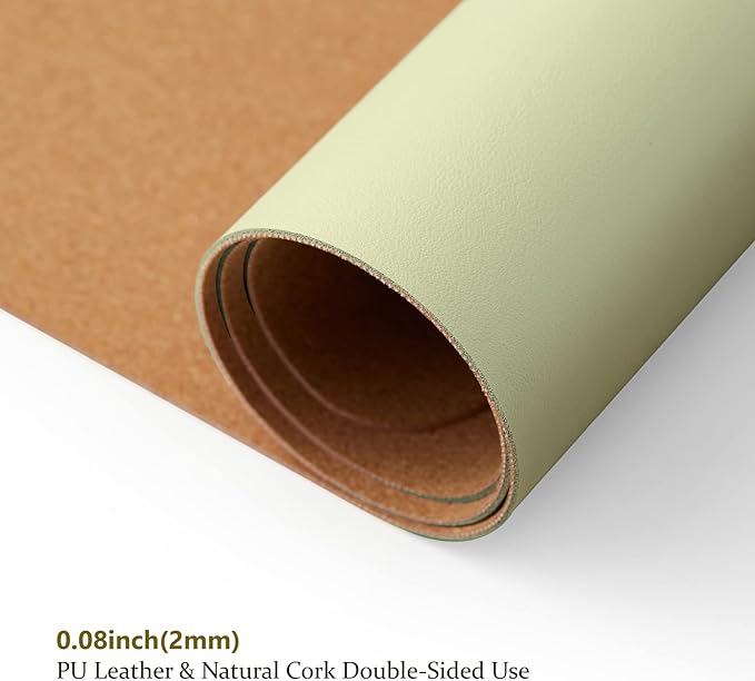 Large Cork Desk Mat - 47.2"x 17" Desk Pad for Office and Home - Ideal for Large Mouse Pad and Desk Mats on Top of Desks(Light Green)