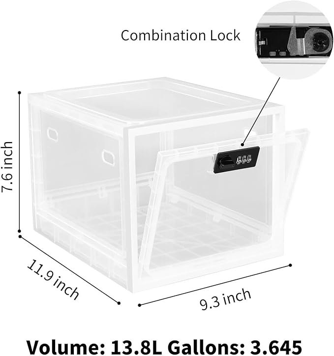 Medicine Lock Box for Safe Medication, Clear Lockable Storage Box for Phone Tablet Office School Home Safety