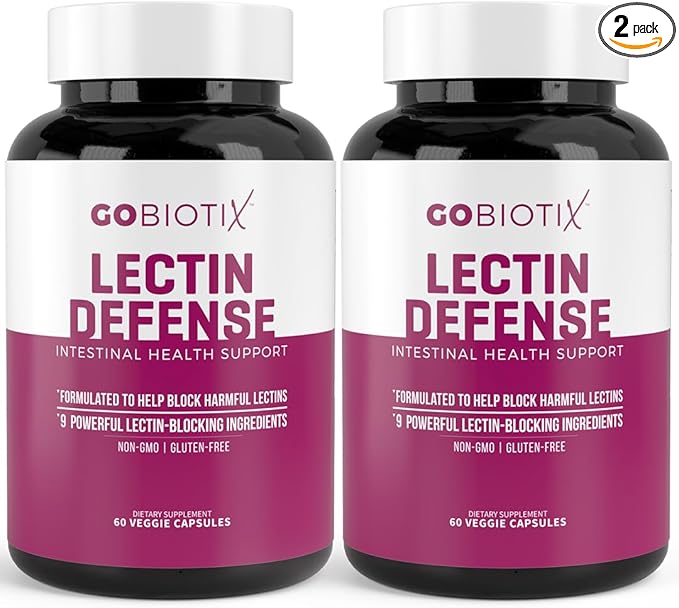 GOBIOTIX Lectin Defense - Lectin Blocker Supplement for Leaky Gut with MSM and Digestive Enzymes - Aids in Intestinal Health for Women and Men - Non-GMO + Gluten Free - 60 Capsules (2)