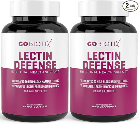 GOBIOTIX Lectin Defense - Lectin Blocker Supplement for Leaky Gut with MSM and Digestive Enzymes - Aids in Intestinal Health for Women and Men - Non-GMO + Gluten Free - 60 Capsules (2)