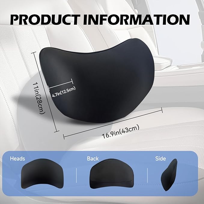 Really Supportive Lumbar Support Pillow for Car, 100% Memory Foam Lumbar Pillow with Breathable Removable Cover, Ergonomic Design - Back Pillow for Car Seat/Back Pain Relief(Timeless Black, 1PC)