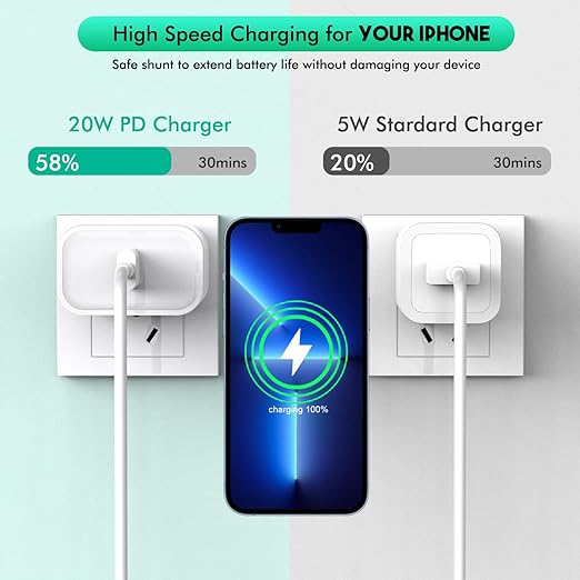 iPhone Charger Fast Charging,[Apple MFi Certified]2Pack USB C to Lightning Charging Cord Cable 20W Type C Charger Adapter for Apple iPhone 14/14 Pro Max/13 Pro/13/12 Mini/12 Pro Max/11 Pro Max/XS/iPad
