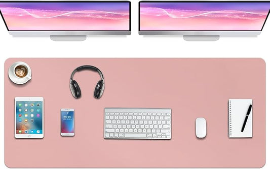 Boutilon Leather Desk Pad Protector,Non-Slip Mouse Pad,Laptop Desk Pad,Office Mouse Mat,Waterproof Leather Desk Blotter,Desk Writing Pad for Office and Home (XXXL-Pink,47"x 24")