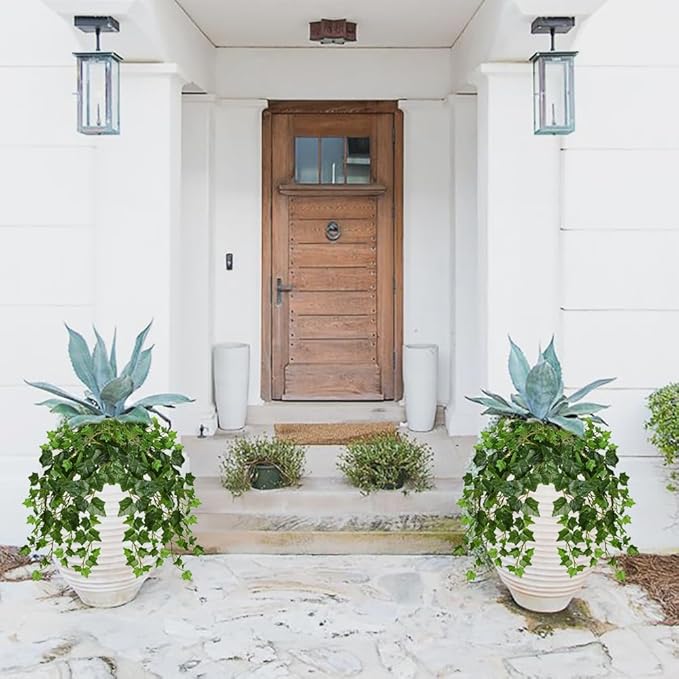 Hollyone 2pcs Artificial Hanging Plants 24" Fake Ivy Vine Faux Ivy Leaves Hanging Plant Greenery for Wall House Room Patio Indoor Outdoor Home Shelf Office Wedding Decor