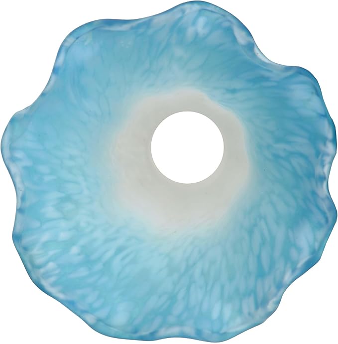 Bieye LS04S Lily Flower Blown Glass Lampshade (White Blue, Opening I.D. 0.87" x O.D. 1")