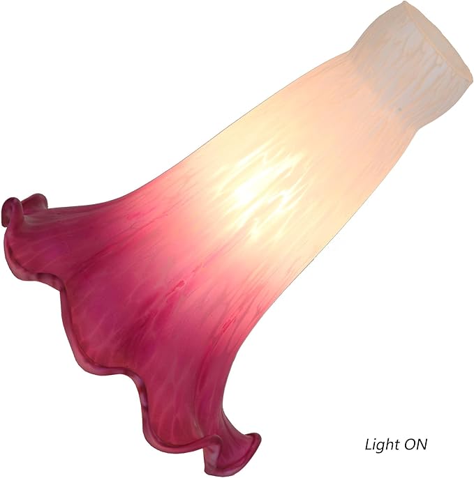 Bieye LS03S Lily Flower Blown Glass Lampshade (White Purple, Opening I.D. 0.87" x O.D. 1")