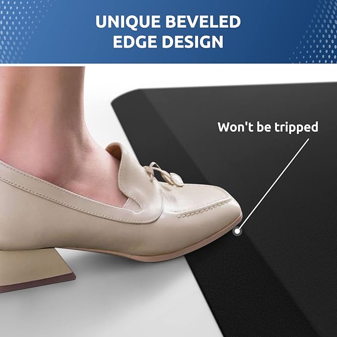 KitchenClouds Kitchen Mat Cushioned Anti Fatigue Rug 22"x72" Waterproof, Non Slip, Standing and Comfort Desk/Floor Mats for House Sink Office (Black,0.8inch)