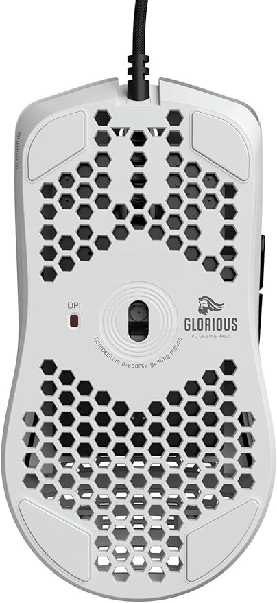 Glorious Model O- (Minus) Compact Wired Gaming Mouse - 58g Superlight Honeycomb Design, RGB, Pixart 3360 Sensor, Ambidextrous, Omron Switches - Matte White