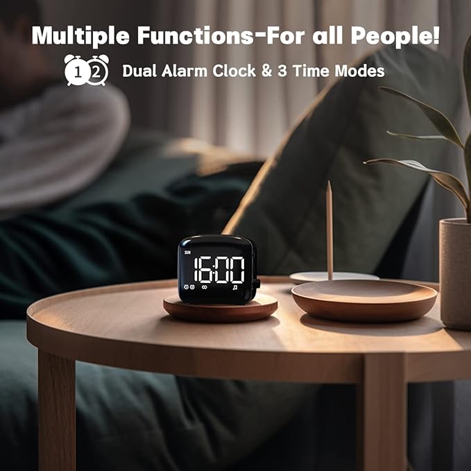 Easysleep Digital Wake Up Alarm Clock with Big LED Display 27 Soothing Sounds Lound Sunrise Clock Dual 3 Alarms Memory Snooze Setting 4 Brightness for Deep Sleepers Adults Teenagers Kids