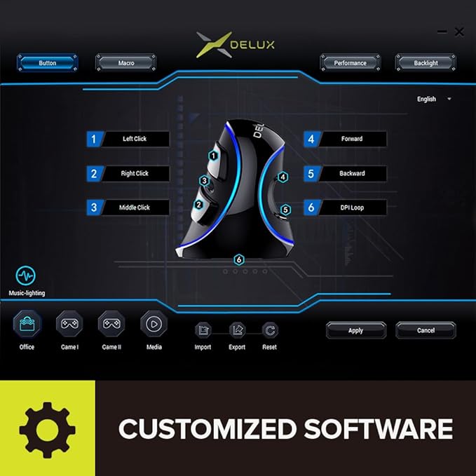 DeLUX Ergonomic Mouse, Wired Large RGB Vertical Mouse with 6 Buttons, 4000DPI, Removable Wrist Rest for Carpal Tunnel (M618Plus RGB-Wired)