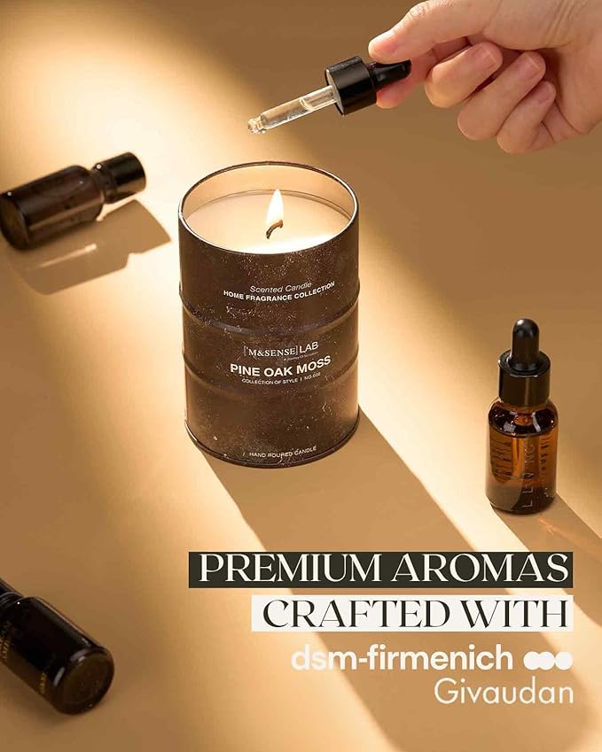 M&SENSE Pine Oak Moss Scented Candles Natural Non Toxic, Aromatherapy Candle for Stress Relief Meditation Relaxing, Housewarming Gifts for Women Men, 11.3oz 70 Hour Long Burning