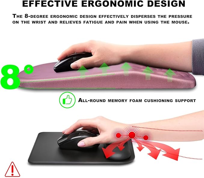 Mouse Pad Wrist Support, Ergonomic Mouse Pad with Massage Dot, Comfortable Computer Mouse Pad for Laptop, Wrist Rest Pain Relief Mousepad with Non-Slip PU Base for Office & Home, 12 x 8 in