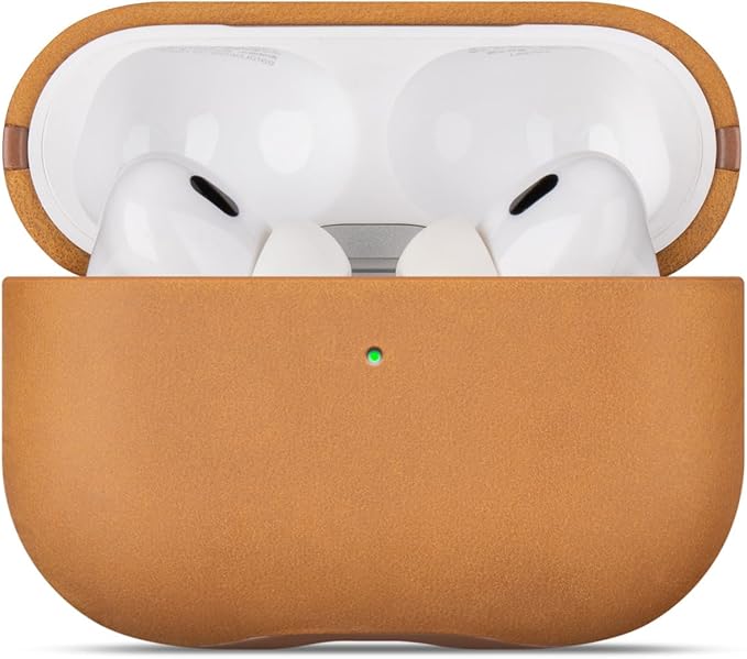 LOPIE Case for AirPods Pro 2nd Generation - Handmade AirPods Pro 2 Case Cover - Made of Crazy Horse Leather - Protective Hard Shell Cover Compatible with Wireless Charging - Vintage Style - Brown