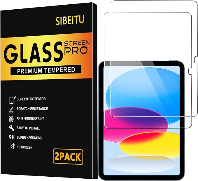 SIBEITU 2 Pack Screen Protector for iPad 11th A16 2025 & 10th Generation 10.9 Inch 2022, HD Clear 9H Hardness Tempered Glass Film Compatible with iPad 11/10 Gen, Scratch Resistent, Touch Sensitive