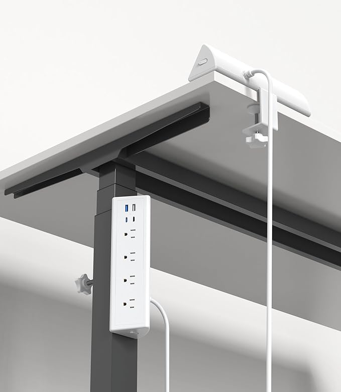 Jgstkcity Desk Clamp Power Strip,20W Fast Charging Station,Surge Protector Nightstand Edge Mount,1875W Extension Cord with Multiple Outlets,2 USB-C,2 USB-A,for Home Office (White, 2PCS-6 FT)