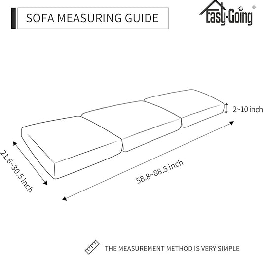 Easy-Going 100% Waterproof Chair Sofa Seat Cushion Slipcovers Couch Cushion Cover Stretch Furniture Protector for Kids, Pets (3-Piece Sofa Cushion, Ivory)