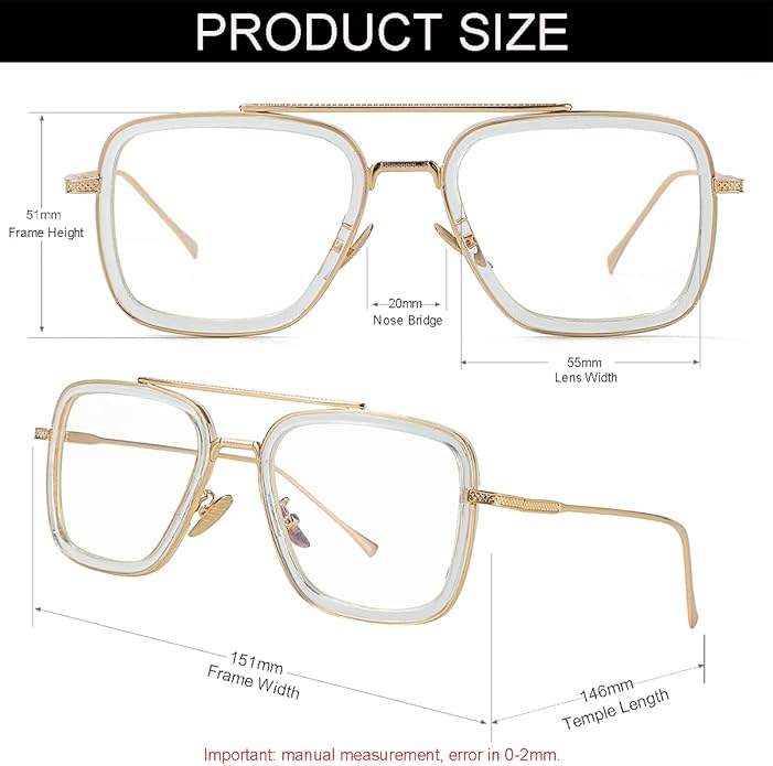 Tony Stark Style Blue Light Blocking Glasses for Men Women, Iron Man and Spider-Man Computer Gaming Glasses