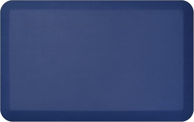 NewLife by GelPro Anti-Fatigue Designer Comfort Kitchen Floor Mat, 20x32”, Leather Grain Navy Stain Resistant Surface with 3/4” Thick Ergo-Foam Core for Health and Wellness