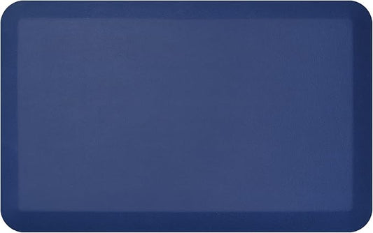 NewLife by GelPro Anti-Fatigue Designer Comfort Kitchen Floor Mat, 20x32”, Leather Grain Navy Stain Resistant Surface with 3/4” Thick Ergo-Foam Core for Health and Wellness