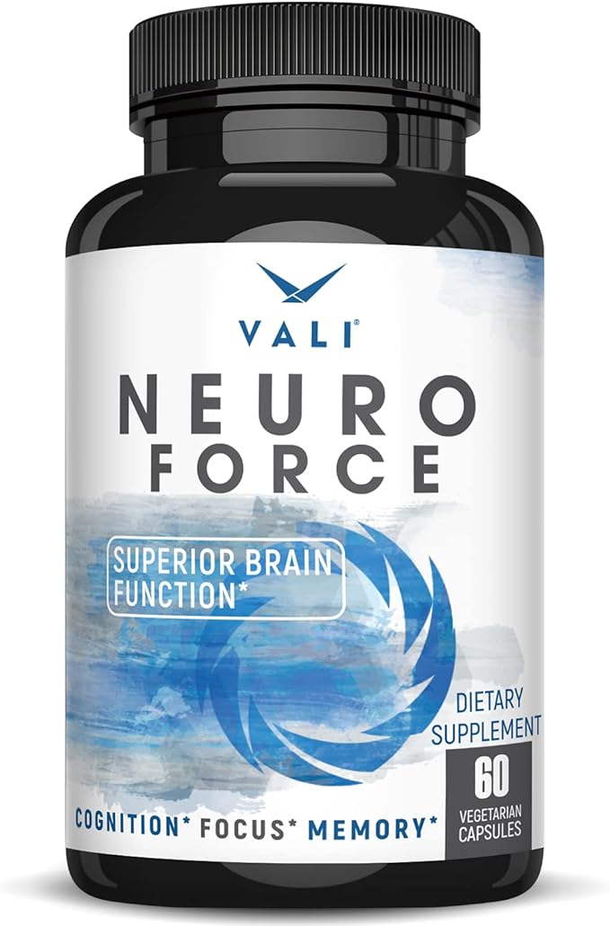 VALI Neuro Force Brain Booster Supplement for Focus, Memory, Clarity & Energy. Extra Strength Nootropic Cognitive Function Support for Mental Performance. with Natural Caffeine. 60 Veggie Capsules