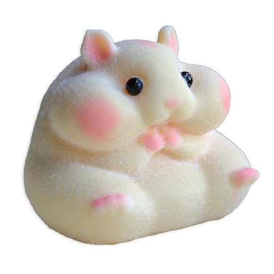 Handmade Flocked Hamster Taba Squishy Toy - Cute Realistic Silicone Animal Fidget Sensory Toy, Ultra-Soft Stress Relief Squeeze Toy for Relaxation Gift (Yellow)