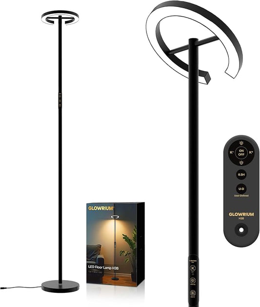 Floor Lamp with Remote,Floor Lamps for Living Room,Stepless Dimmable Rotatable Reading Floor Lamp, 2700-6500K,Modern Bright Floor Light for Living Room Bedroom Office (H3B)