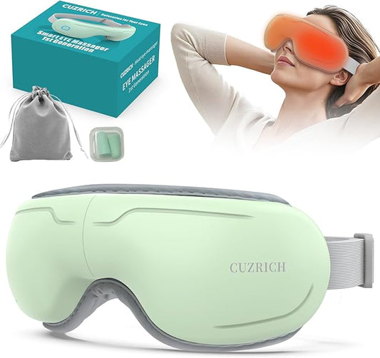 Electric Eye Massager with Heat & Music Smart Air Pressure Vibration Eye Mask Massage Blindout Foldable Heated Sleeping Mask Travel Portable Gift for Mom Dad Women Men