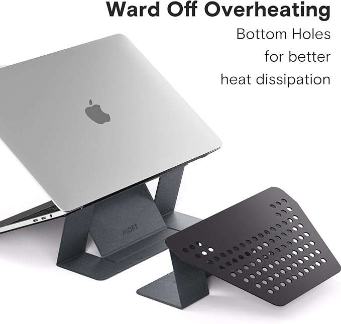 MOFT Laptop Stand for Desk, Stick-On Computer Stand with Dual-Angle, Ergonomic Laptop Riser Holder for Travel, Foldable & Portable MacBook Stand Fits 11.6"-16" Laptops, Starry Grey
