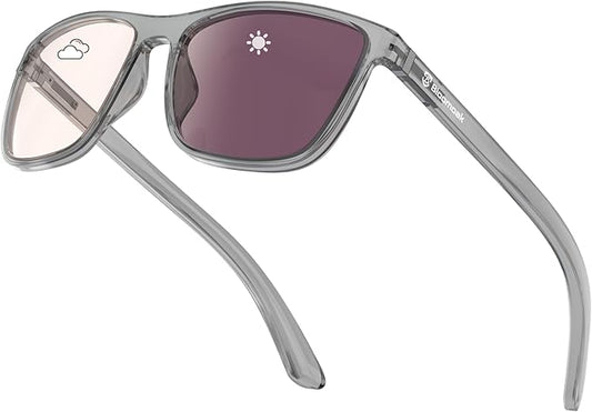 Bloomoak Rose Tinted Photochromic for Indoor/Outdoor UV 400/Migraine Relief Glasses for Fluorescent LED Glare/Photophobia