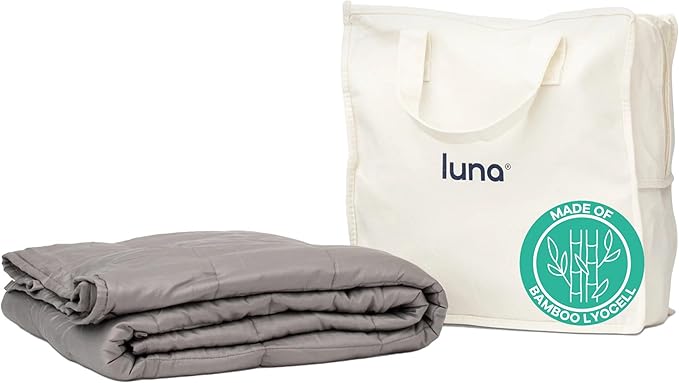Luna Cooling Weighted Blankets for Adults - 100% Lyocell Rayon Soft Blanket Back to School Dorm Room Essentials - Travel Relaxation Gifts [20lbs - Queen - 60" x 80"] [Light Grey] - Imported